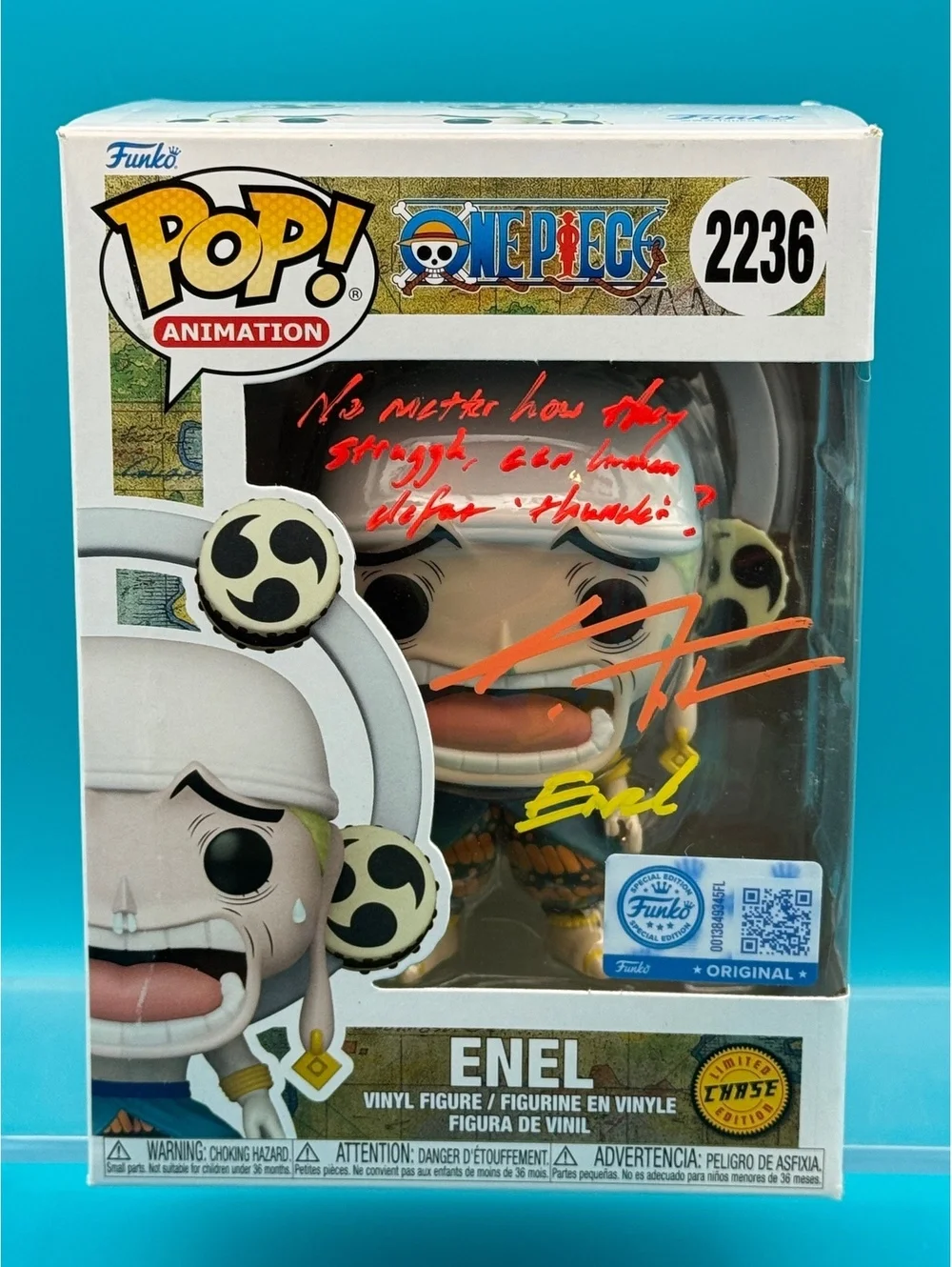 J. Michael Tatum signed and quoted Enel One piece Chase Funko with MAS COA